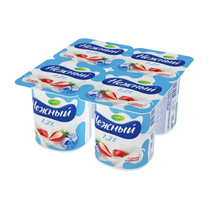 ЙОГУРТ CAMPINA НЕЖНЫЙ КЛУБНИКА 1,2%/100 ГР/ПЛ.СТ